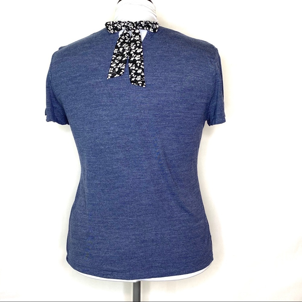 Maison Jules Tee Shirt Top Tie Back Blue Large L‎
